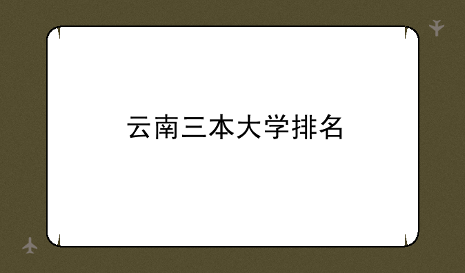 云南三本大学排名