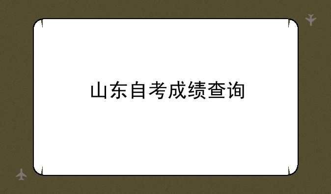 山东自考成绩查询