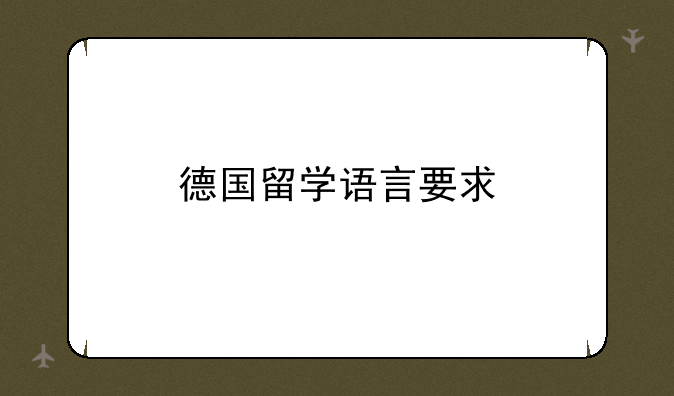 德国留学语言要求