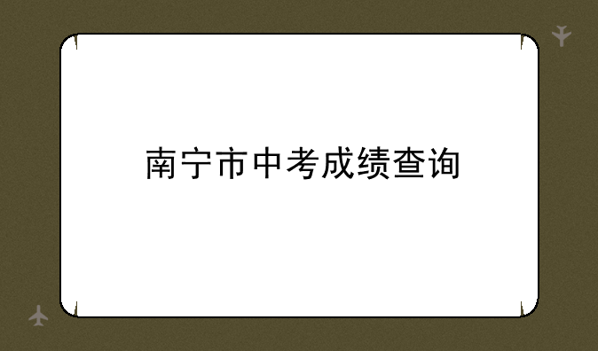 南宁市中考成绩查询