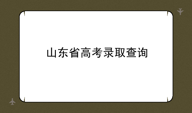 山东省高考录取查询