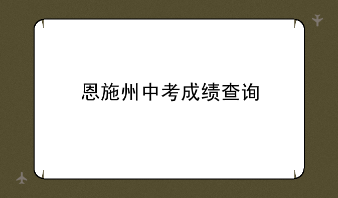 恩施州中考成绩查询