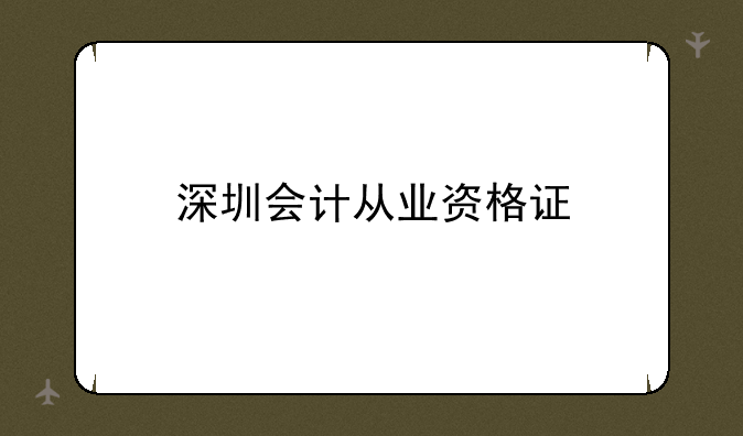 深圳会计从业资格证