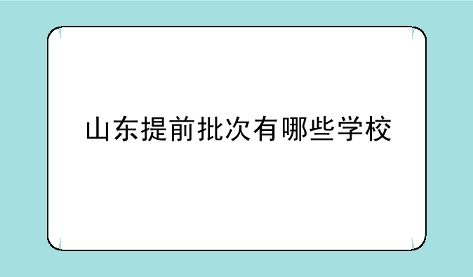 山东提前批次有哪些学校