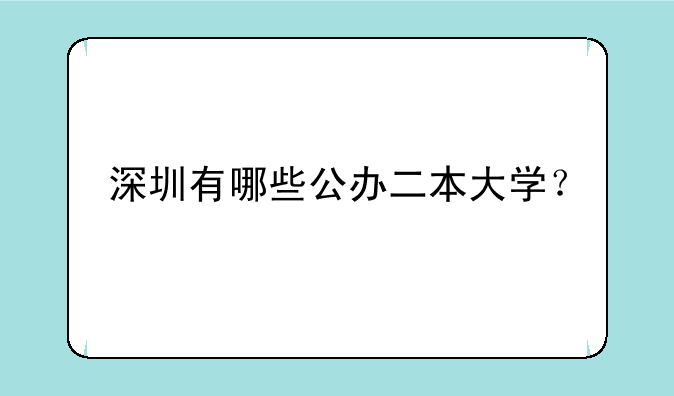 深圳有哪些公办二本大学？