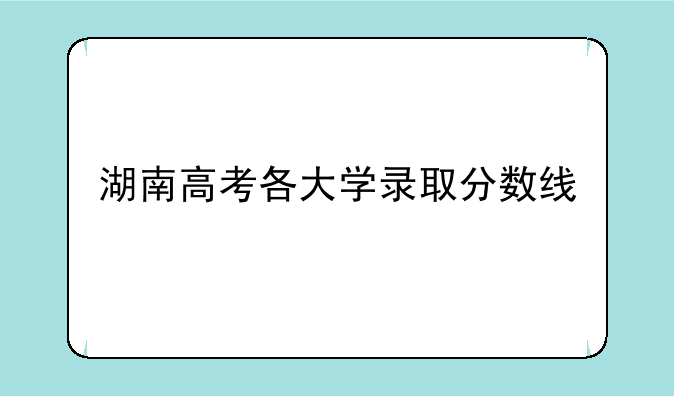 湖南高考各大学录取分数线