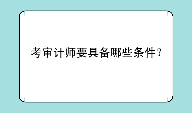 考审计师要具备哪些条件？